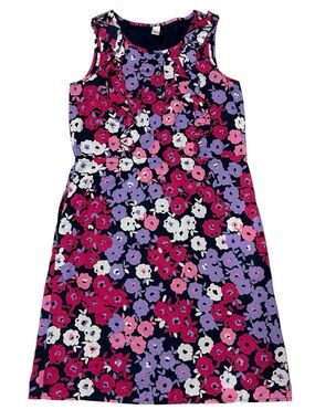 GAP Navy Floral Sleeveless Dress with Pink & Purple Blooms Girls’ Size XL (12)